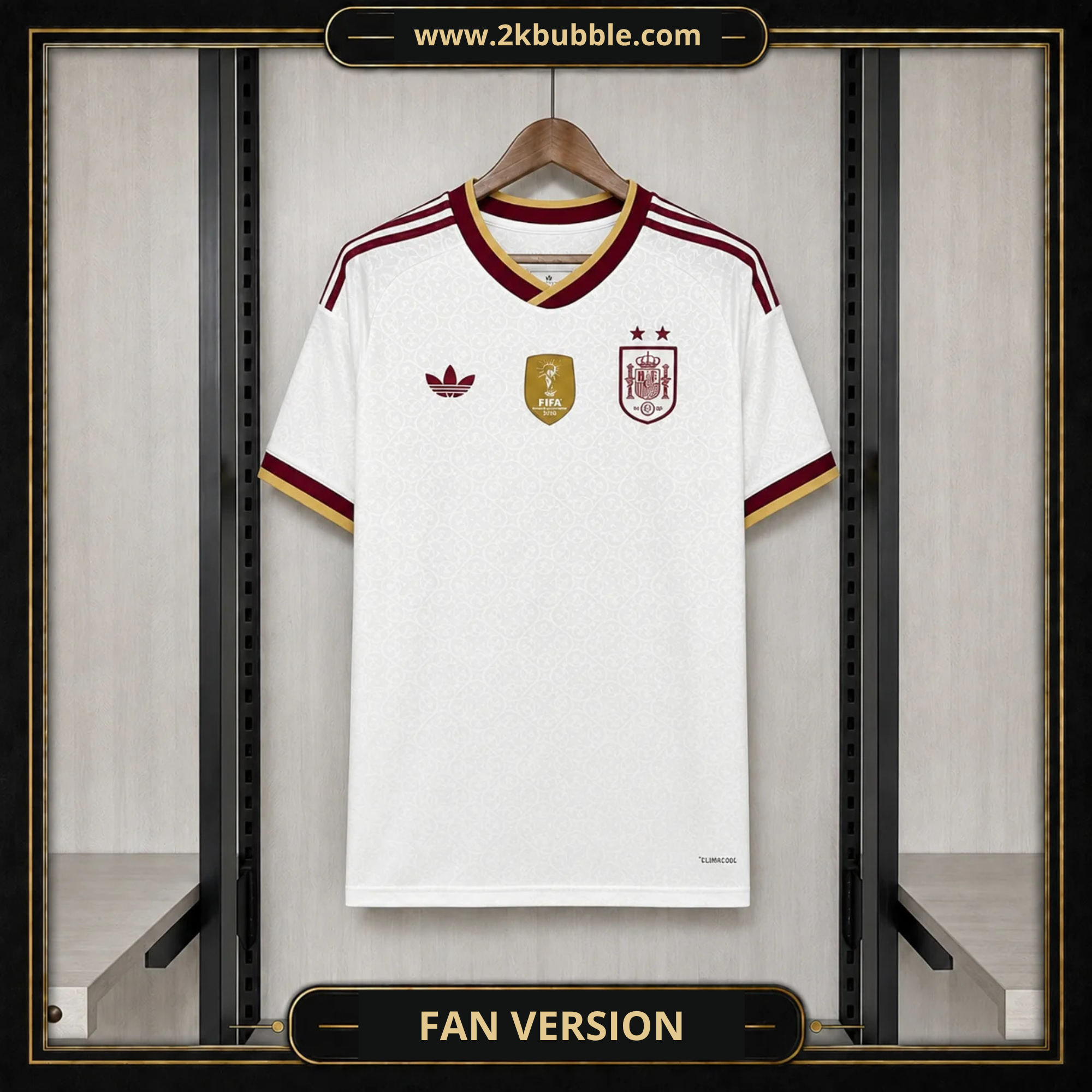 Spain Two Stars World Cup 2026 Away Football Jersey with Patch World Cup 2026 Winners White